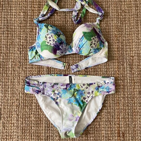 Jantzen Floral Underwire Pushup Bikini Size 8 - Picture 1 of 9